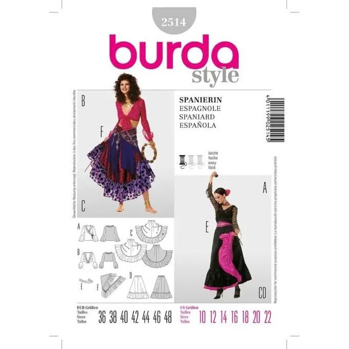 Highlight Burda 2514 Schnittmuster Spanisches Damenkostüm