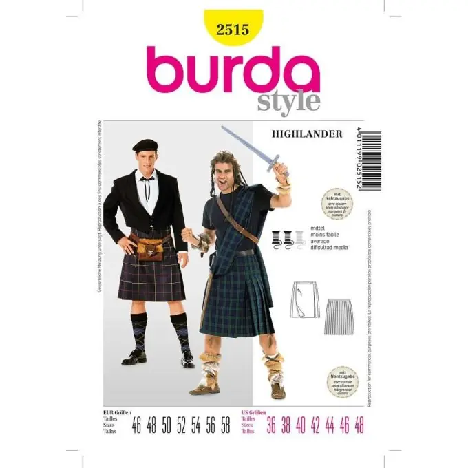 Burda Kilt mit Klettverschluss und Sicherheitsnadel Gleich Bestellen