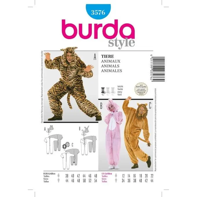 Echt Katzen-Löwen-Hasen-Kostüm mit Gummizug und Kapuze