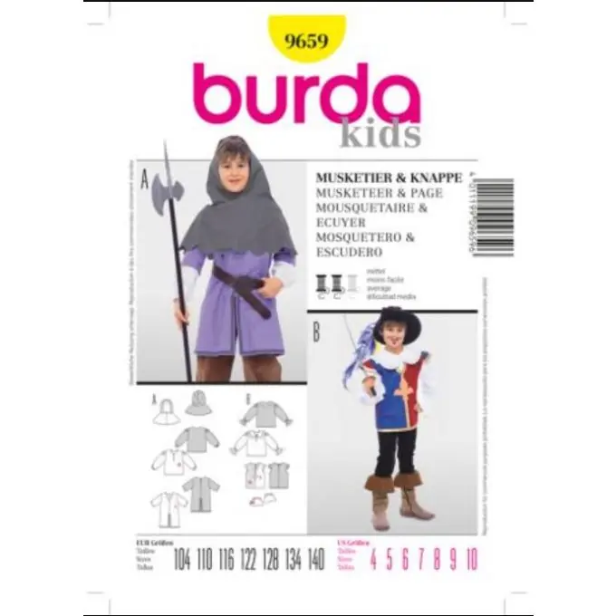 Angebot Burda 9659 Kinderkostüm Mousquetaire & Ecuyer Schnittmuster