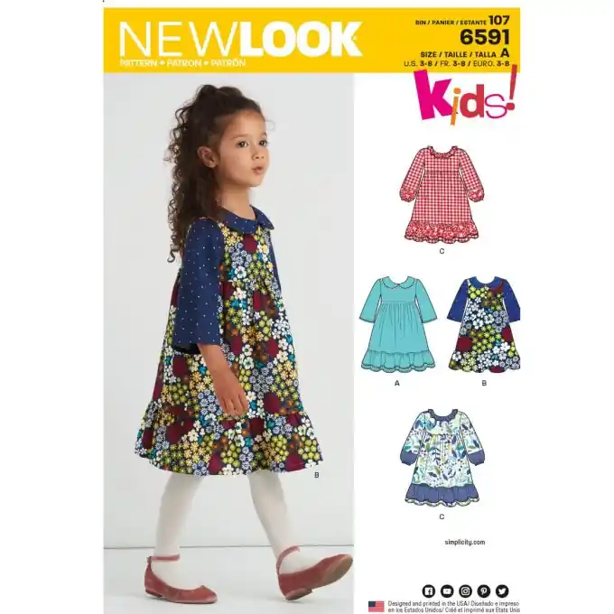Preisreduziert New look Schnittmuster 6591 Kleid Mädchen ENG/FR/ES