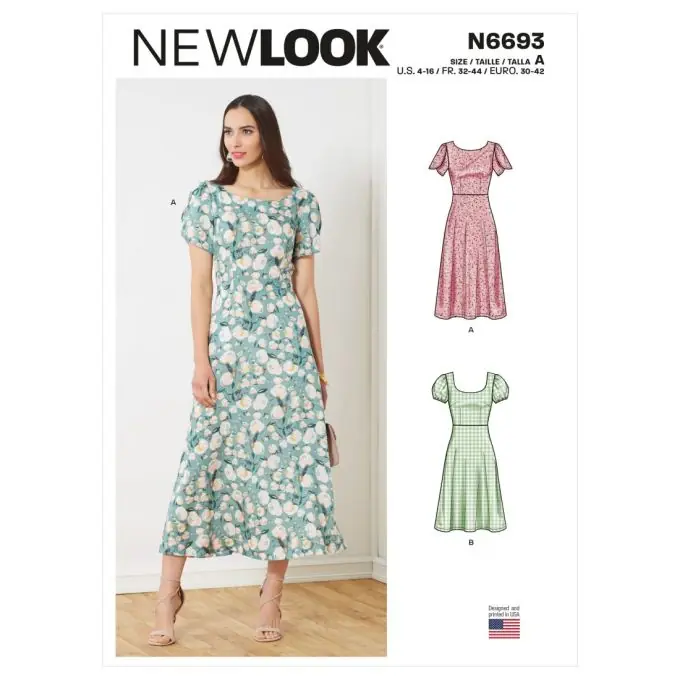 Neuheit New look Schnittmuster 6693 Kleid ENG/FR/ES