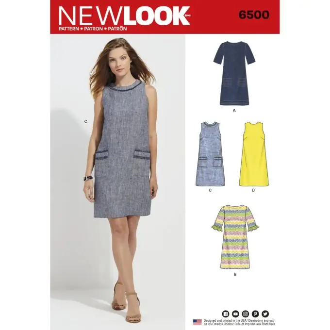 Heißes Angebot New look Schnittmuster 6500 gerades Kleid Damen ENG/FR/ES