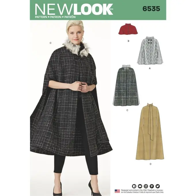 New Look Schnittmuster 6535 – Cape & Mantel Stehkragen Nur Heute