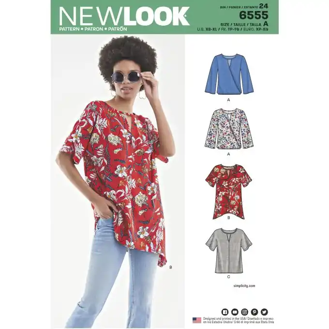 Bestseller New look Schnittmuster 6555 Bluse ENG/FR/ES