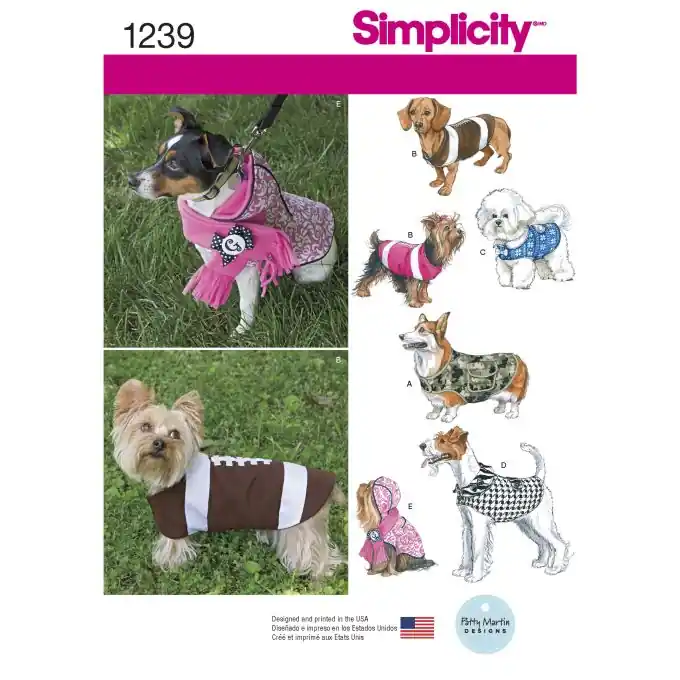 Hunde-Mäntel in 3 Größen: Reversible Stoffe für mittlere Nähschwierigkeit von Simplicity Online Kaufen