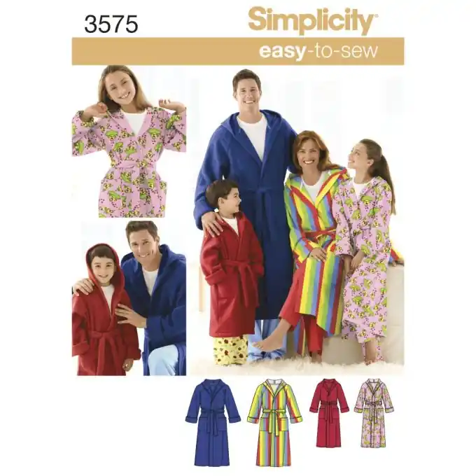 Gratis Versand Schnittmuster Simplicity 3575.a – Bademantel Unisex Eng/Fr