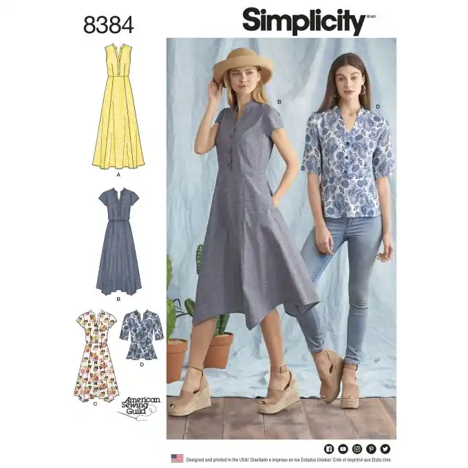 Schnittmuster Simplicity 8384.h5 – Outfit Damen FR, DE Geprüft