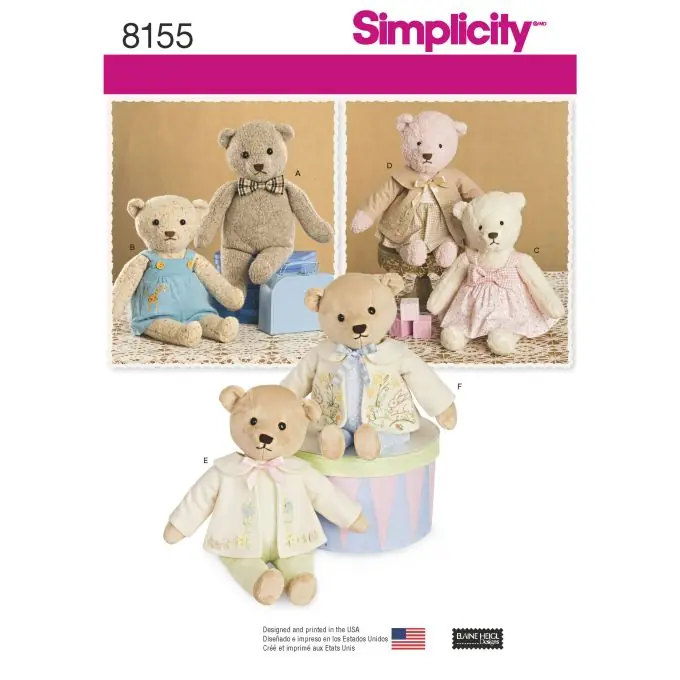 Schnittmuster Simplicity 8155.os – Teddybär mit Kleidung Sonderaktion