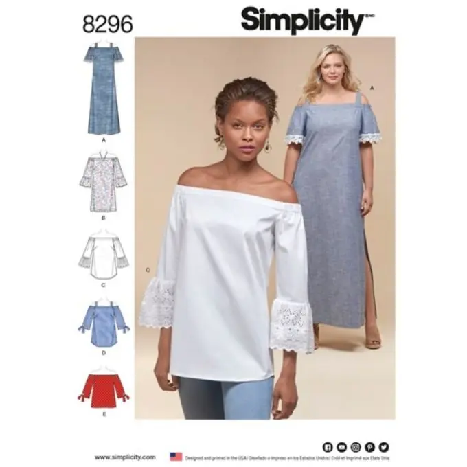 Schnittmuster Simplicity 8296.aa – Kleid und Tunika FR, DE Top-Preis