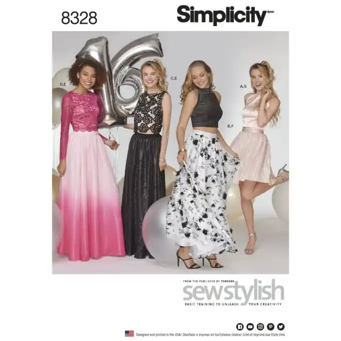 Rabatt Schnittmuster Simplicity 8328.d5 – Abendkleid & Rock Eng/Fr