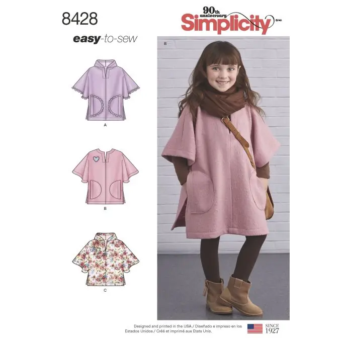 Kostenloser Rückversand Mädchen Poncho Patron Simplicity 8428.a – Schnittmuster
