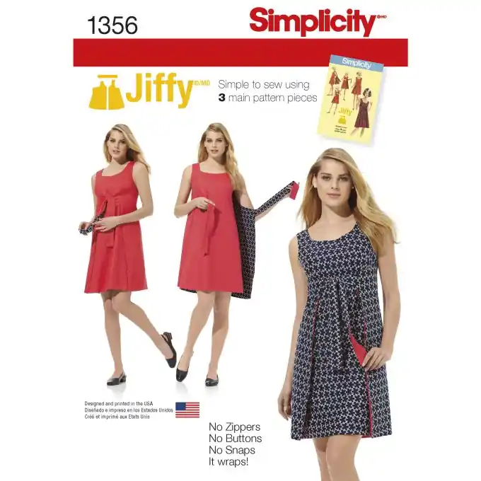 Heißes Angebot Kleid mit wendbarem Drapierung – Simplicity – Mittel – Größe 34 bis 42