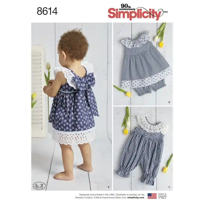 Online Kaufen Schnittmuster Simplicity 8614.a – Kleid & Strampler Baby  Eng/Fr