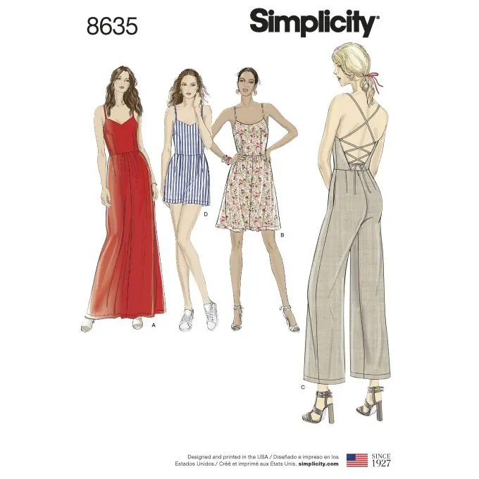 Kleid und Overall mit variablen Trägern – Simplicity Finale Aktion