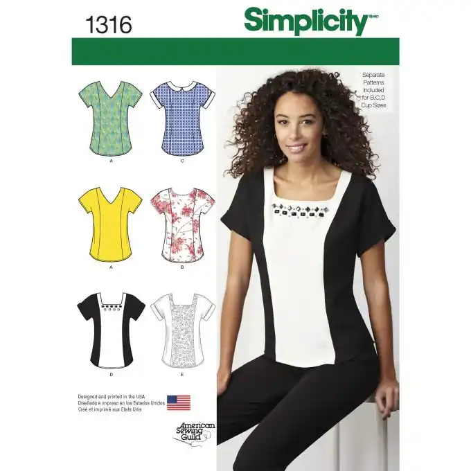 Schnittmuster Simplicity 1316.h5 – Oberteil Eng/Fr Heute Kaufen