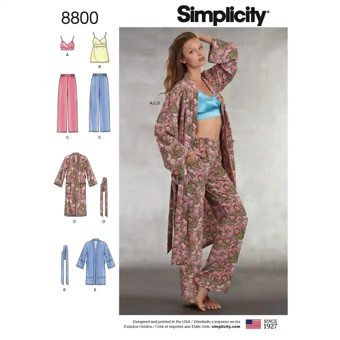 Ausverkauf Schnittmuster Simplicity 8800.a – Set Homewear Damen Eng/Fr