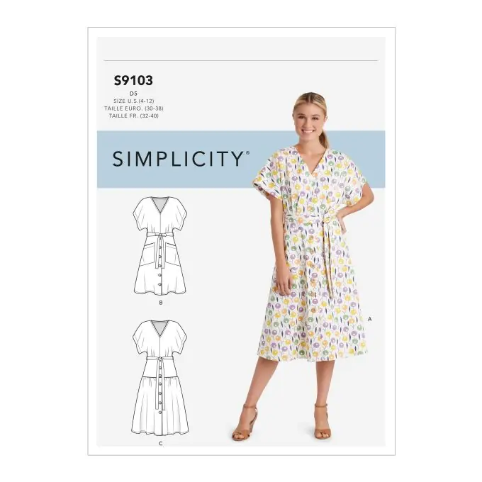 Simplicity 9103.p5 Kleid Fledermausärmel Gr. 40-48 Hochwertig