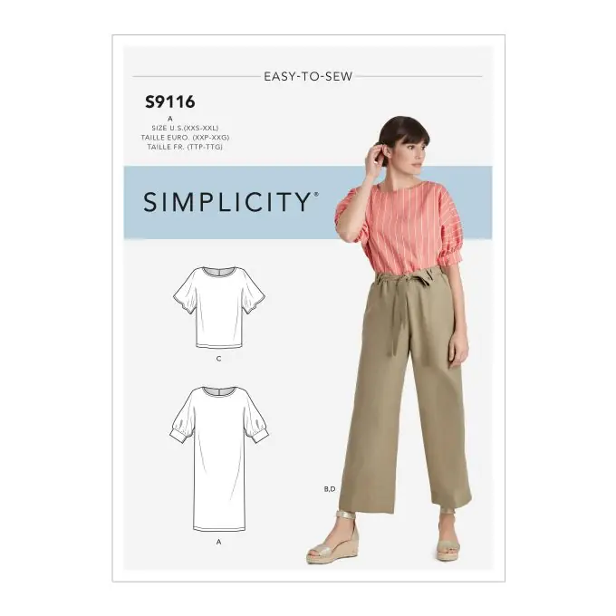 Schnittmuster Simplicity 9116.a – gemütliches Outfit – FR, DE Limited Edition