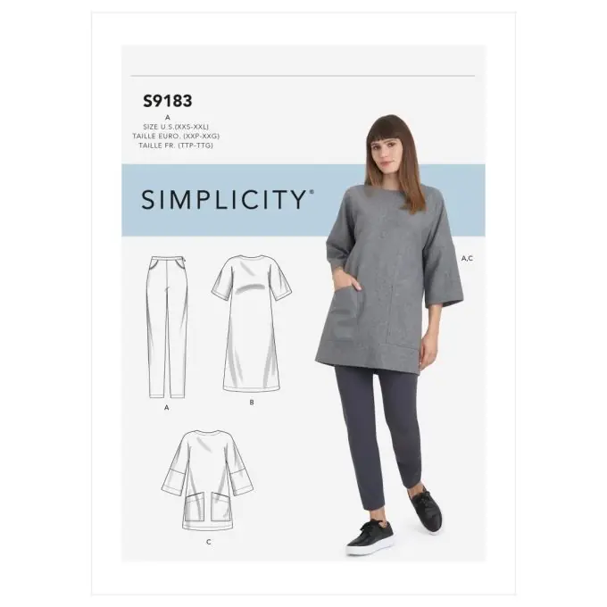 Schnittmuster Simplicity 9183.a – Oberteile mit weiten Ärmeln Sofort Bestellen