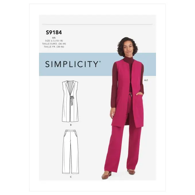 Schnittmuster Simplicity 9184.bb – Weste mit Prinzessnähten Zertifiziert