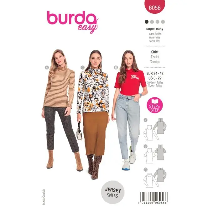 Sofort Bestellen Burda Pull mit Rollkragen aus dehnbarem Jersey