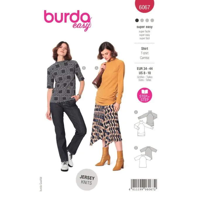 Ausverkauf Burda T-Shirt mit Raglanärmeln und seitlichen Drapierungen