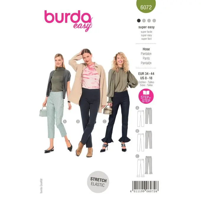 Schnittmuster Burda 6072- Gerade Hose Preisreduziert