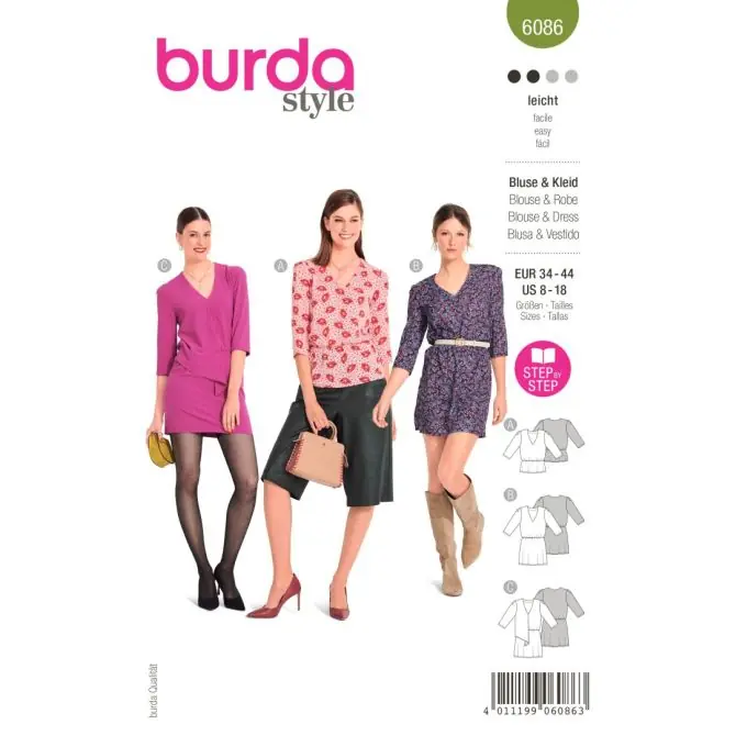 Schnittmuster Burda 6086 – Bluse mit V-Ausschnitt Beliebt