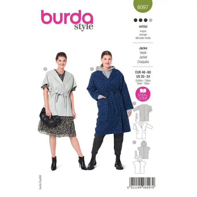 BURDA Mantel und Weste – Oversize mit Gürtelbindung Handgefertigt