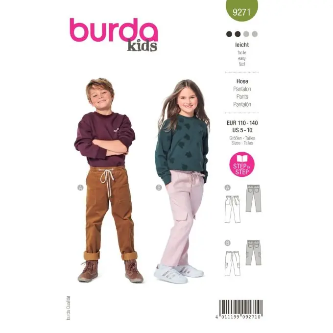 Burda Kinderhose mit elastischem Bund und Taschen Begrenztes Angebot