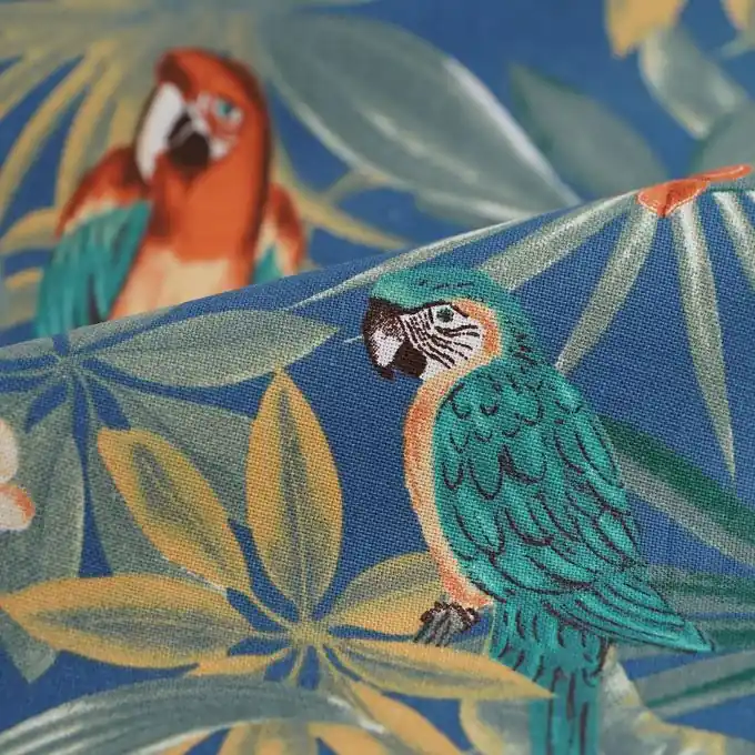 Original Dicker Baumwollstoff Papagei Blau