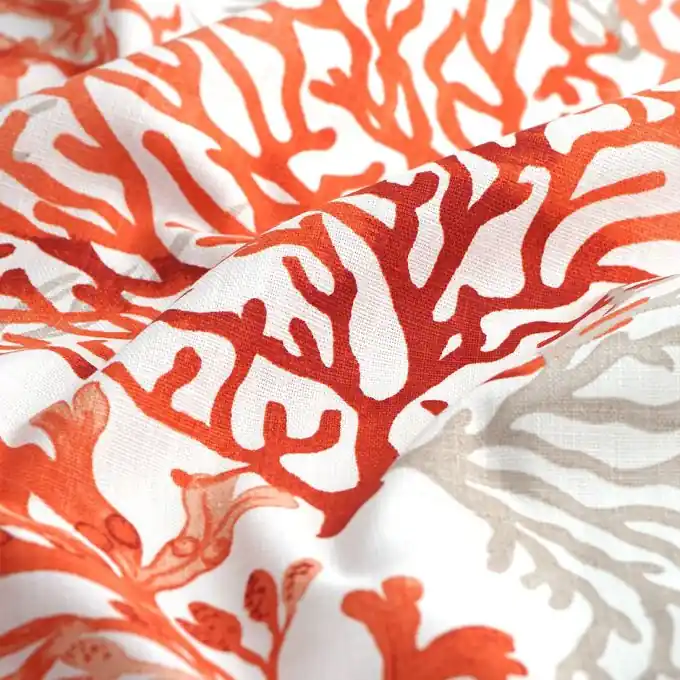 Gratis Versand Dicker Baumwollstoff Slub Quiberon Koralle/Weiß