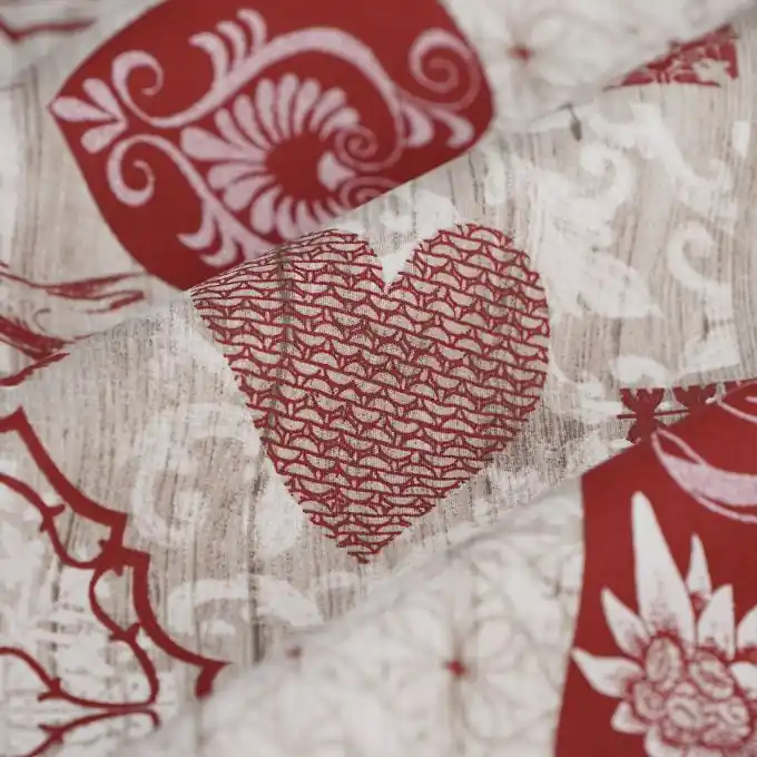 Cretonne Edelweiss Rot/Beige Original