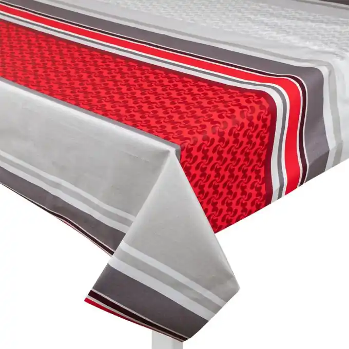 Beschichteter Baumwollstoff Lauburu Rot/Grau Online Kaufen