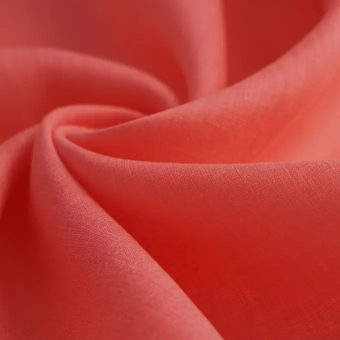Online Kaufen Leinenstoff einfarbig leuchtendes Koralle