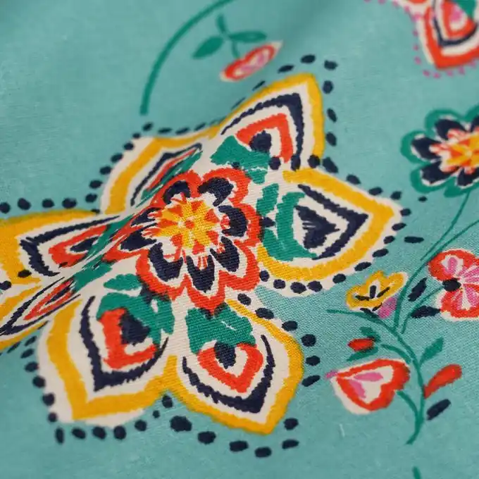 Preis Gesenkt Dicker Baumwollstoff Diwali blau-türkis