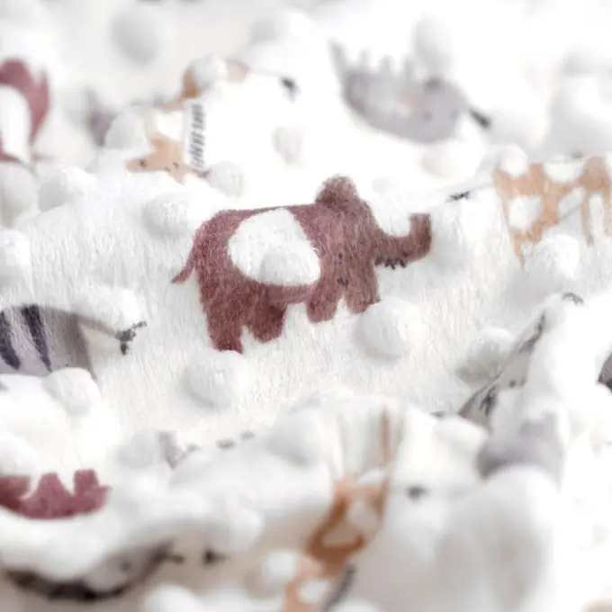 Top-Qualität Minky-Fleece Zootiere weiß