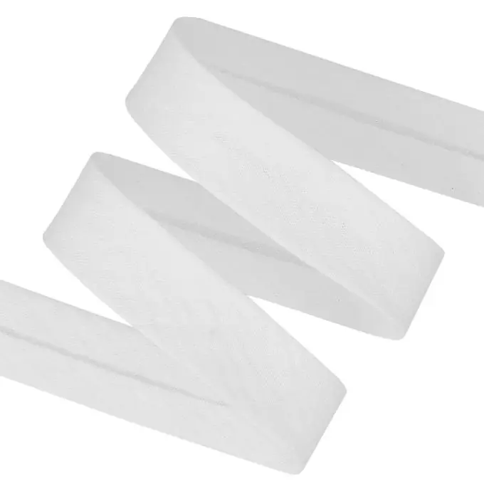 Sichere Zahlung Schrägband Musselin Baumwolle Weiß 20 mm
