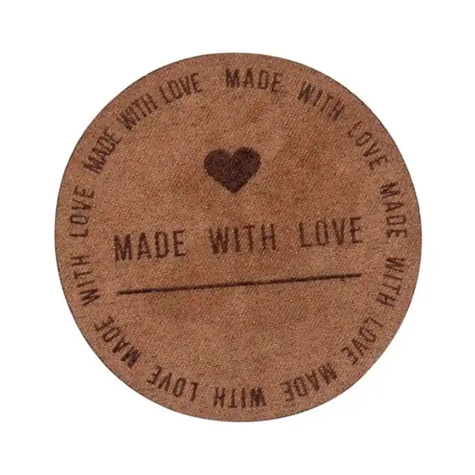 Bügelbild „Made with love“ Wildlederimitat Rabatt