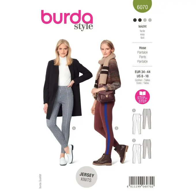 Neue Kollektion Schnittmuster Burda 6070 – Enganliegende Hose mit Ziernaht