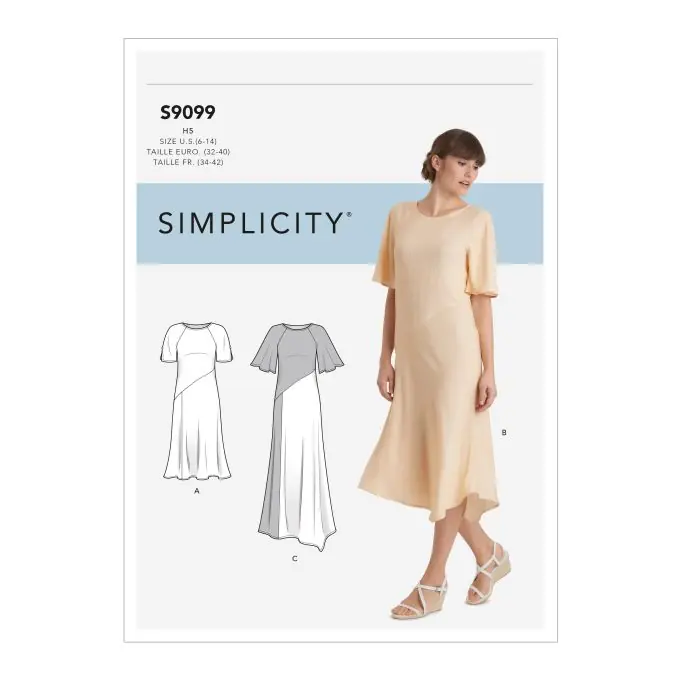 Im Trend Schnittmuster Simplicity 9099.u5 – Kleid Raglanärmel Eng/Fr