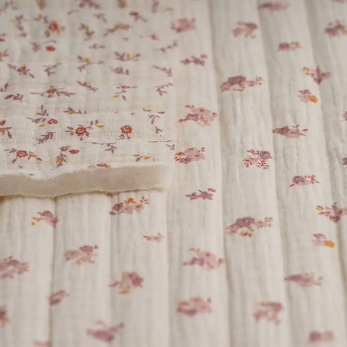 Steppstoff Musselin Rosen Ecru Top-Qualität