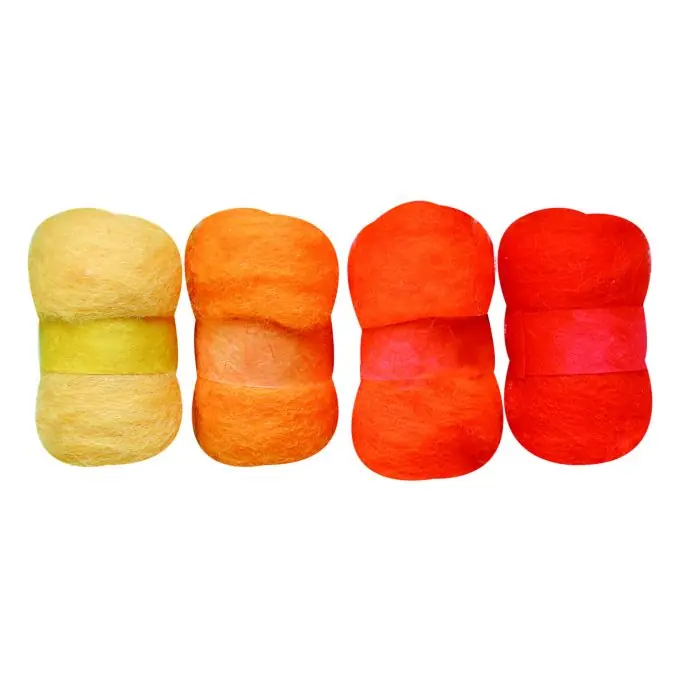 Garantierte Lieferung Filzkugeln 20g Orange – 4er Set Kardierte Wolle