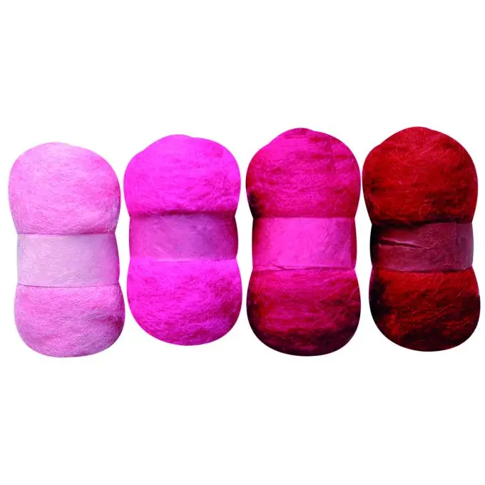 Filzwolle Set 20g Rosa – 4er-Pack Kardiert Preiswert