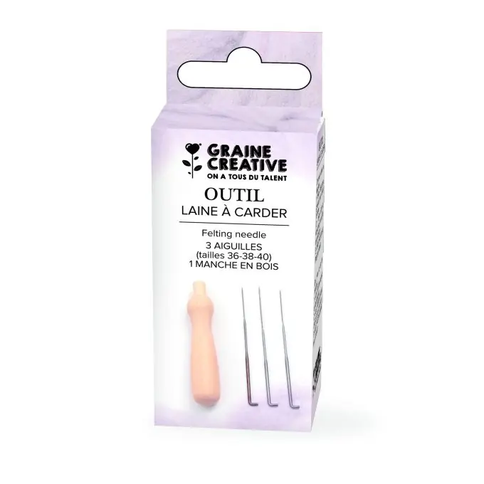 Filzwerkzeug mit Holzgriff und 3 Nadelgrößen. Aktuell