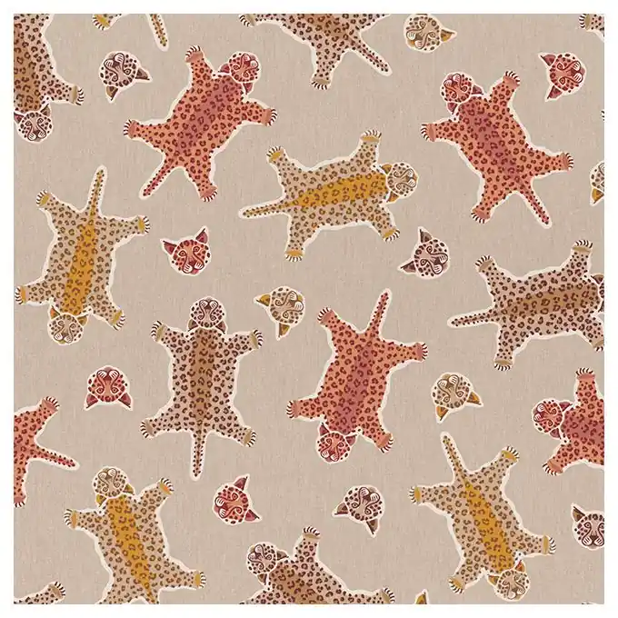 Dekostoff Leinenoptik süße Leoparden beige Schneller Versand