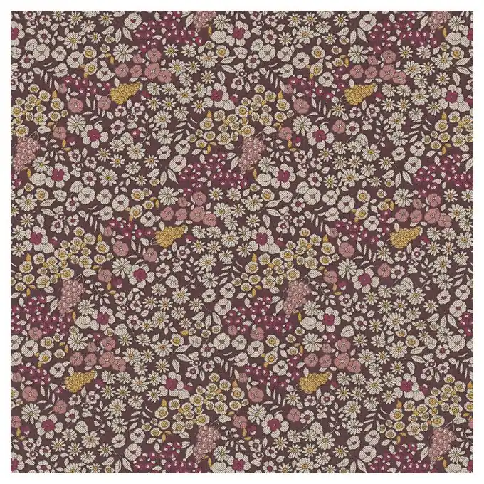 Jetzt Kaufen Dekostoff Linenlook Weinrot Blumen Rosa Gelb