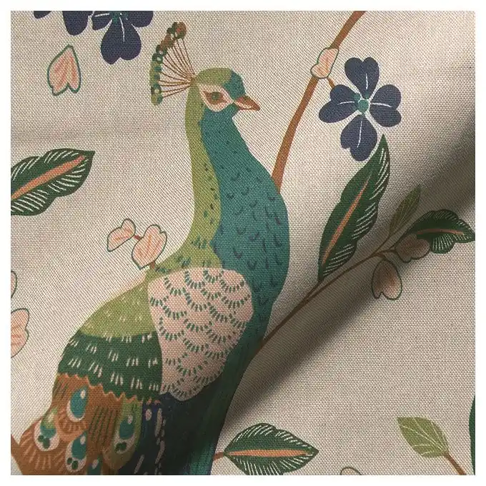 Top-Preis Dekostoff Linenloo Pfau/Blumen