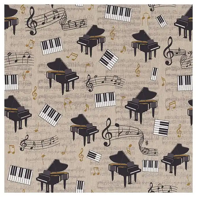 Dekostoff Linenlook Musik Piano Top-Seller